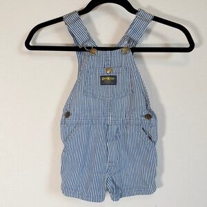 Made in USA OshKosh B'gosh Vest Back Conductor Striped Shortalls.